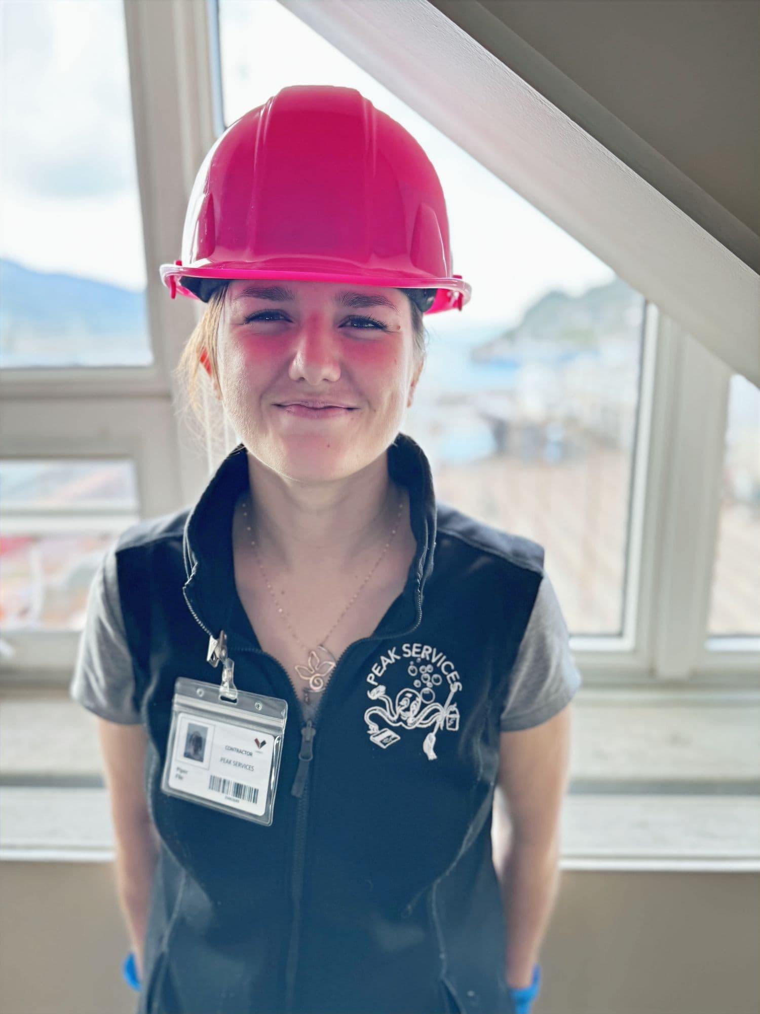 A Peak Services technician on a commercial job site in Ketchikan